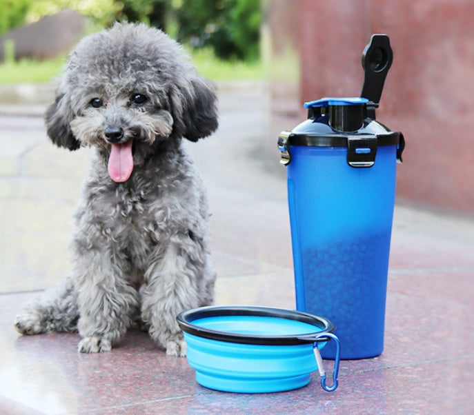 Portable 2-in-1 Pet Water Bottle Dispenser with Silicone Bowl