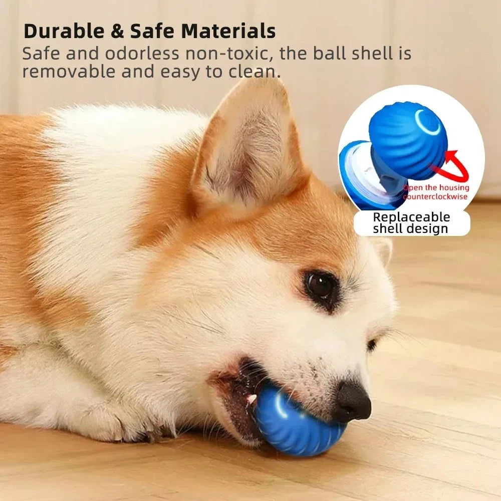 Interactive rechargeable electronic pet toy ball for dogs.