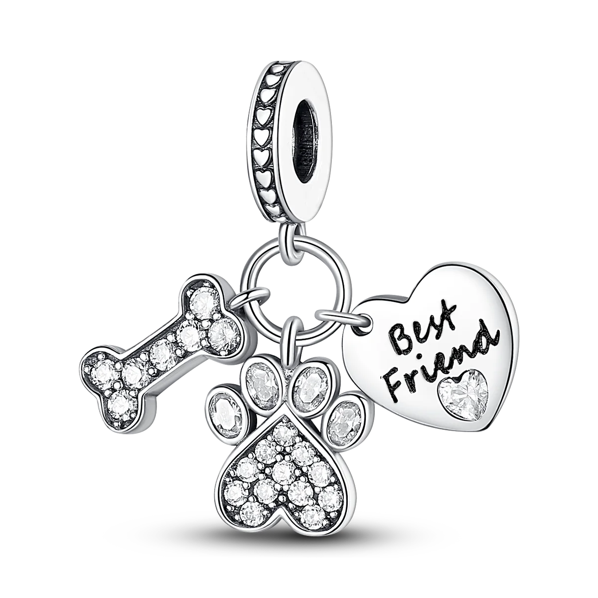 925 Silver Dog Paw & Bone Charms for Bracelets