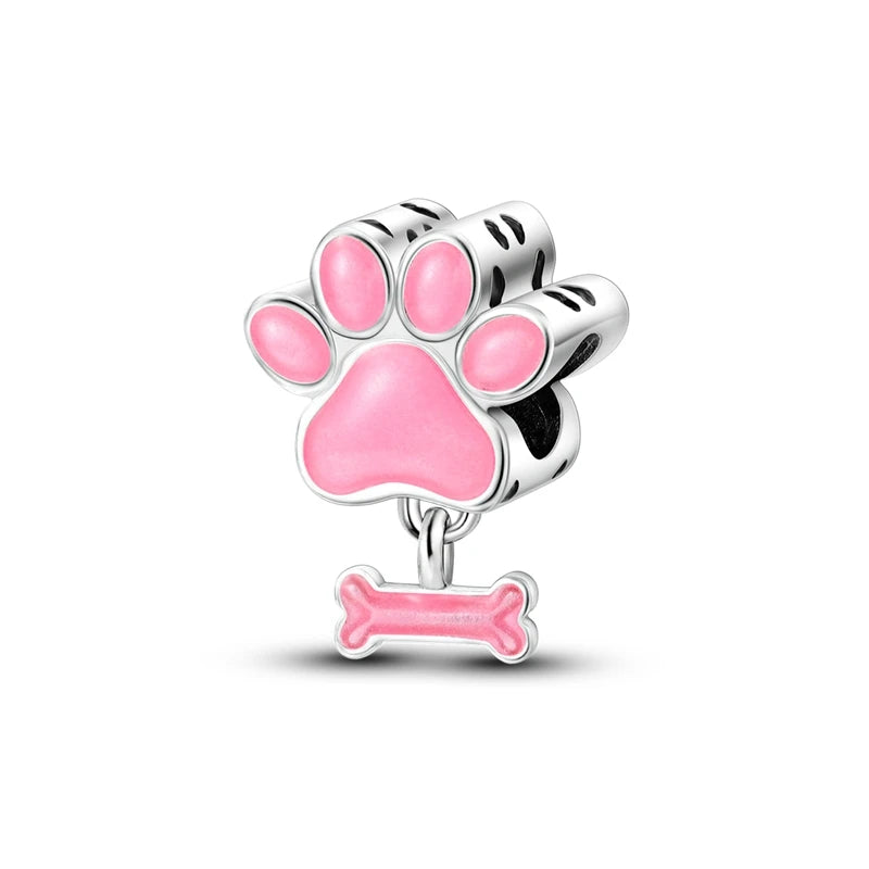 925 Silver Dog Paw & Bone Charms for Bracelets