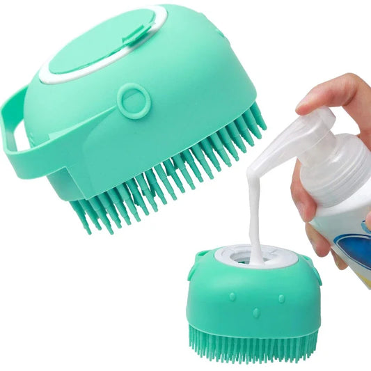 Pet Dog Shampoo Brush, Silicone Massage Comb for Grooming