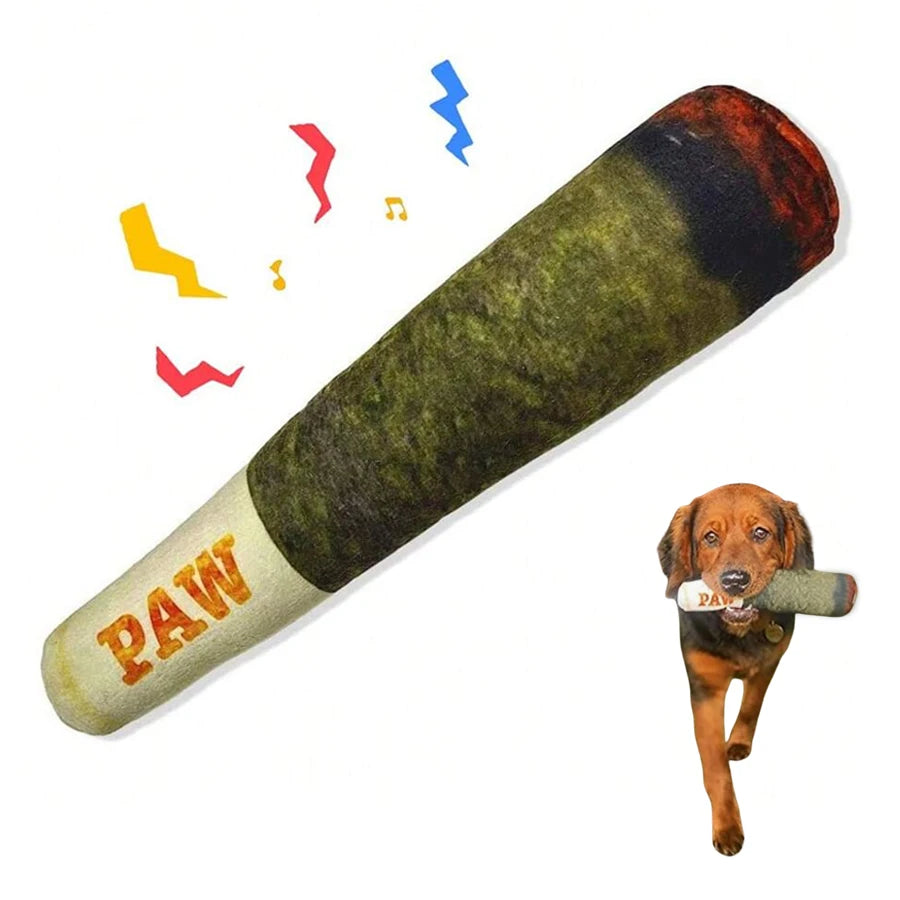 Funny Plush Cigar Squeaky Chew Toy for Small Dogs