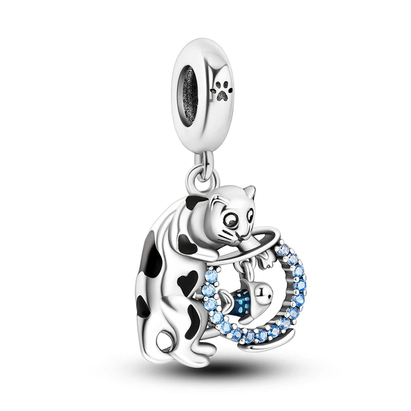 925 Silver Dog Paw & Bone Charms for Bracelets