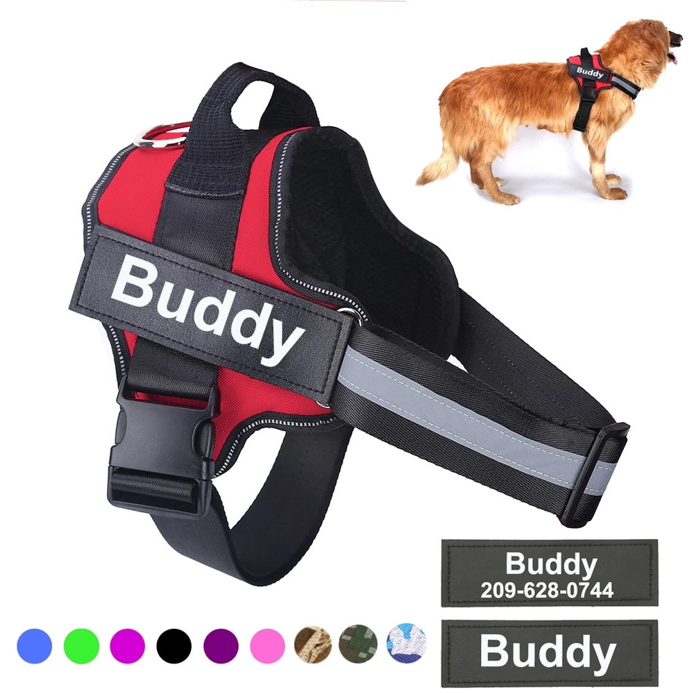 Personalized No-Pull Reflective Adjustable Dog Harness with Custom Patch